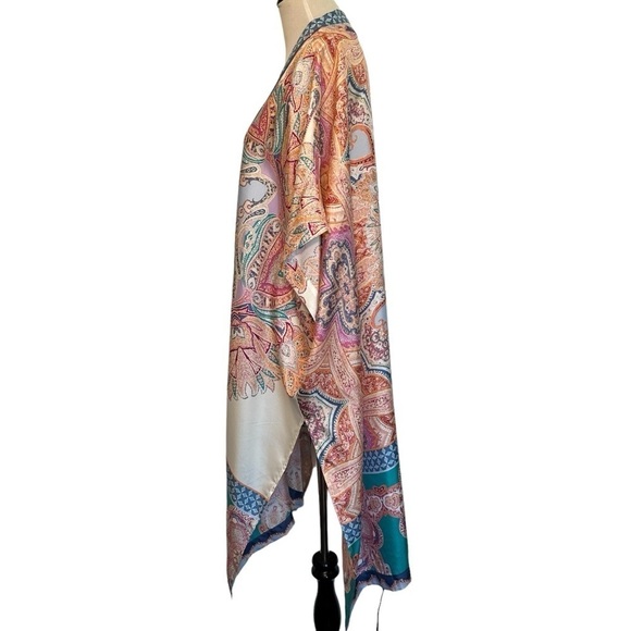 Chicos silk multi colored tie front kimono large/extra large. - Picture 5 of 14